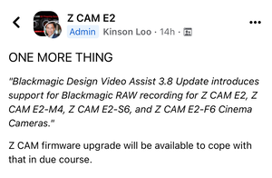 BRAW recording to a Blackmagic Video Assist recorder will be enabled on the E2 series of cameras.