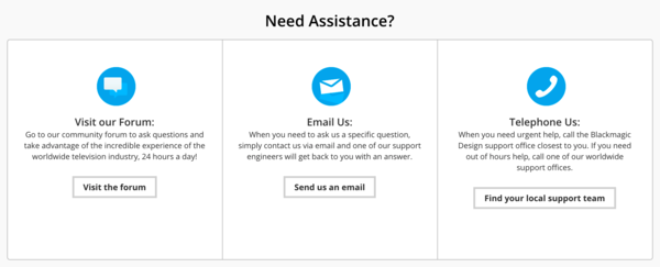 Click to visit Blackmagic Design Support