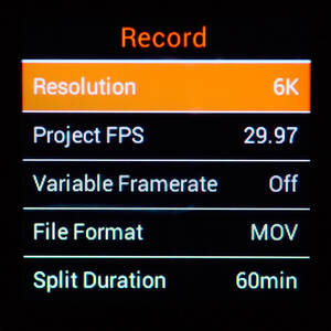 The VFR setting moved to the record menu.