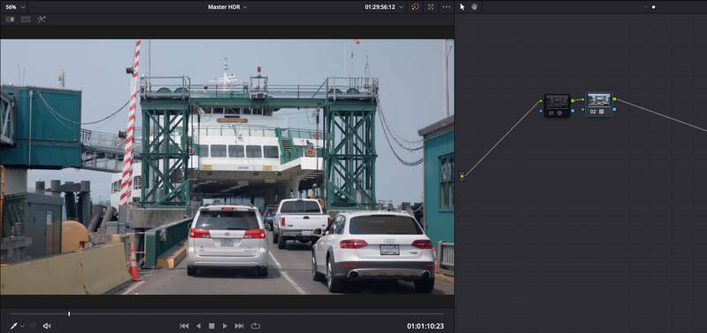 The LUT is applied to a timeline node.
