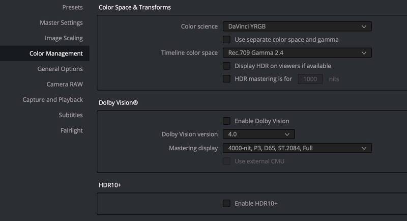 Rec.709 settings