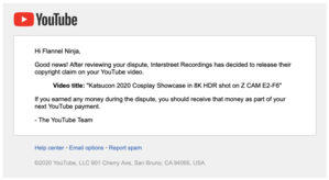 My copyright claim was released!
